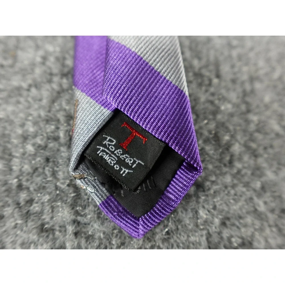 Robert Talbott Tie Mens‎ OS Purple Good Silk Tennis Stripe Nordstrom Hand Sewn